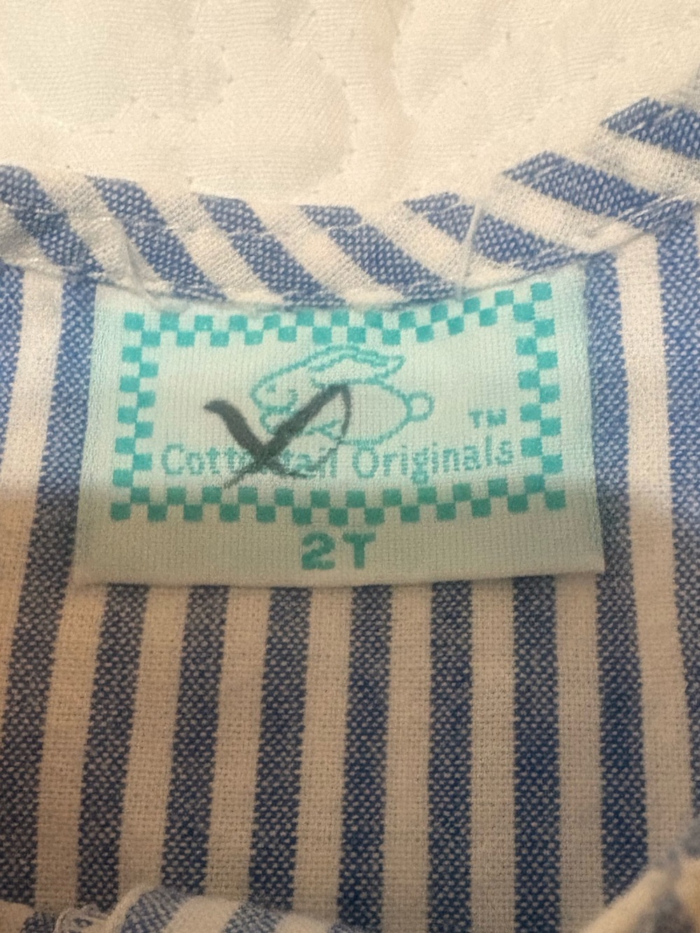 Vintage Cottontail Originals Blue Chambray Striped Ruffle Romper- Size 2T - Picture 2 of 8